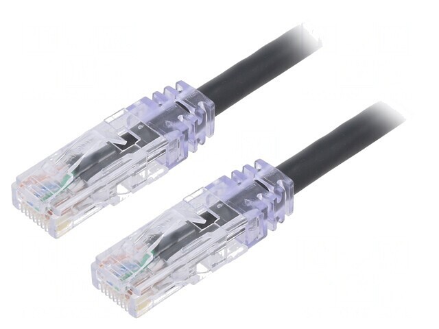 Patch cord U/UTP Cat6 LSZH Negru 1m