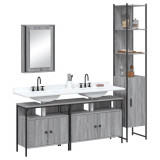 Gossi set mobilier de baie, 4 piese, gri sonoma, lemn prelucrat