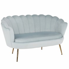 Canapea catifea gri-albastru Noblin 132x76x77 cm