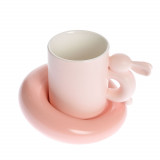 Cana roz din ceramica cu iepuras