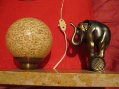 LAMPA / VEIOZA ART DECO FRANJOU FRANTA PLACA MARMURA ABAJUR STICLA SI ELEFANT foto