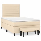 vidaXL Pat continental cu saltea, crem, 120x190 cm, textil 3270367