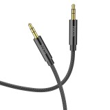 Cablu Audio AUX HOCO UPA19, 3.5mm - 3.5mm, 1m, Conectori Auriti, Negru