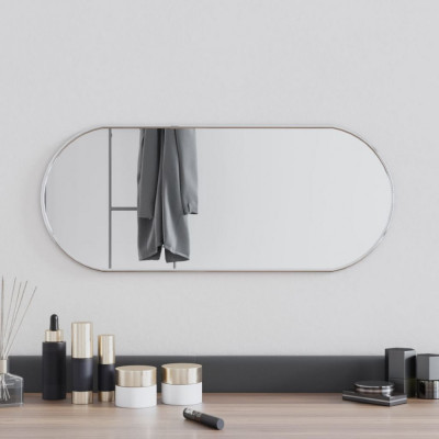 vidaXL Oglindă de perete, argintiu, 60x25 cm, ovală foto