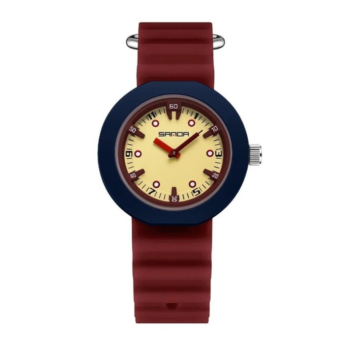 Ceas Copii Sanda 9108 Rosu , Design Fashion, Analog, Rezistent la Apa 3ATM