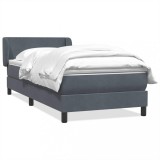 Cumpara ieftin Pat box spring cu saltea, gri &icirc;nchis, 90x210 cm, catifea