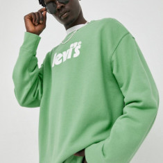 Levi's hanorac de bumbac barbati, culoarea verde, cu imprimeu