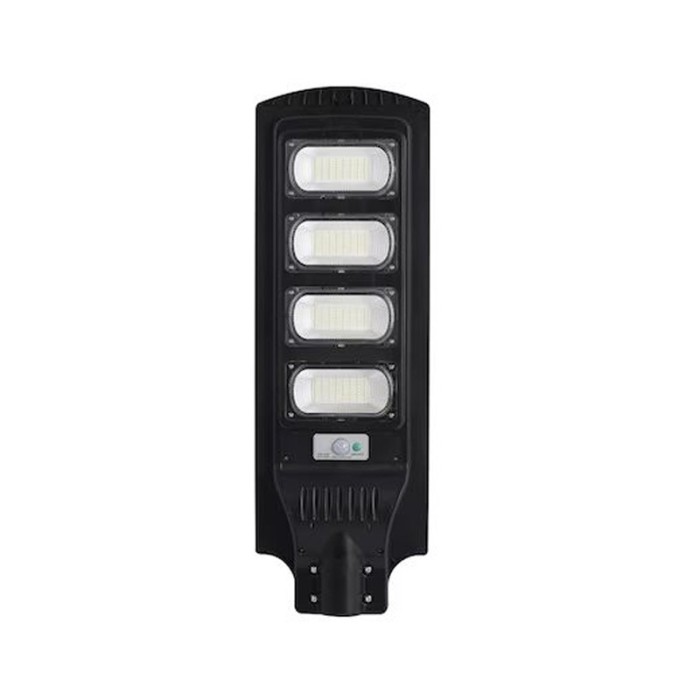 Lampa solara stradala 100W, senzor miscare, lumina alb rece 6500K, 3 moduri iluminare, telecomanda, aluminiu