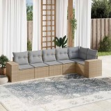 vidaXL Set canapele de grădină cu perne, 6 piese, bej, poliratan 3222588