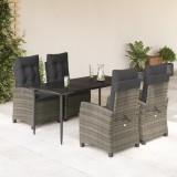 Set mobilier de gradina cu perne, 5 piese, gri, poliratan GartenMobel Dekor, vidaXL