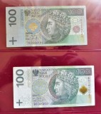 POLONIA LOT 2 BANCNOTE DE 100 ZLOTI / ZLOTYCH 1994 SI 2012 (418)