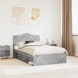 vidaXL Cadru de pat Gri Concret 135 x 190 cm Lemn de pin masiv 3413320