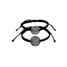 Set de 2 bratari negre impletite pentru cupluri cu mesajul "Impreuna pentru totdeauna"