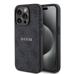 Guess - 4G Collection Leather MagSafe (GUHMP15LG4GFRK) - iPhone 15 Pro - Black foto