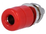Conector banană 4mm soclu 20A roșu nichelat &Oslash;7,5mm