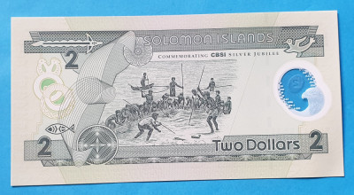 Bancnota veche Insulele Solomon 2 Dollars polimeri - UNC Necirculata SUPERBA foto