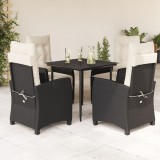 VidaXL Set mobilier de grădină cu perne, 5 piese, negru, poliratan