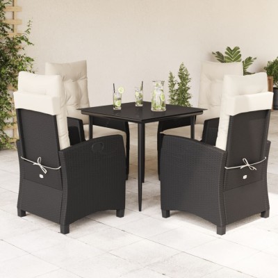 vidaXL Set mobilier de grădină cu perne, 5 piese, negru, poliratan foto