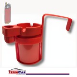 Scrumieră Auto TeamCar&reg; Roșie cu Suport Brichetă și Deschizător &ndash; Compartimentată, Modernă și Practică