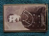 FOTOGRAFIE DE EPOCA anii 1880 , atelier TIEDGE -Bucharest -Calea Victoriei no 13 ,langa Polici .Distins domn in uniforma militara