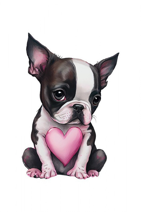 Sticker decorativ Boston Terrier, Roz, 82 cm, 5903ST