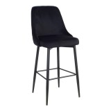 Cumpara ieftin Scaun de bar Zedna, Pako World, Catifea Negru, 52x57x111 cm