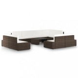 Gossi set mobilier de gradina cu perne, 10 piese, maro, poliratan