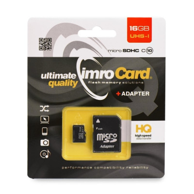 Card MicroSD 16GB + Adaptor Clasa 10 IMRO foto