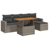 Set mobilier gradina cu perne, 6 piese, gri, poliratan