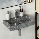 Gossi chiuveta cu montaj pe perete, gri, 38x24x6,5 cm, marmura