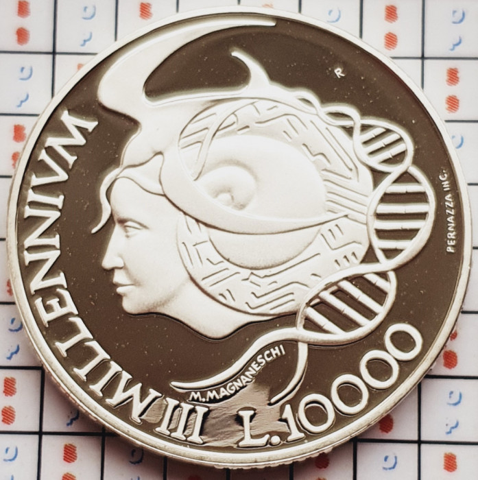 1333 San Marino 10000 Lire 1999 Millennium (tiraj 25.000) km 397 UNC argint