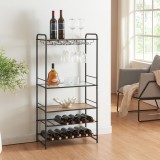 Suport sticle cu vin Hustadvika 120x61x33cm negru/efect lemn stejar/transparent [en.casa] HausGarden Leisure, [en.casa]