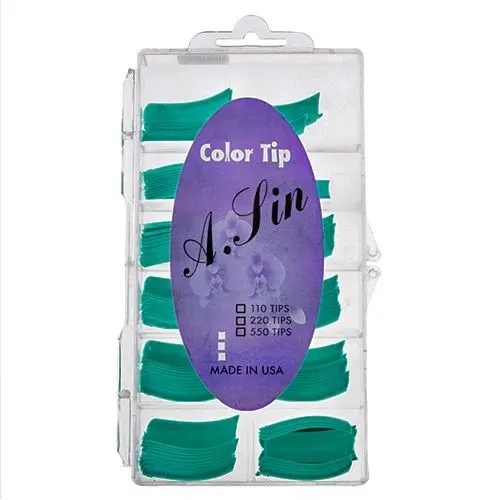 Tipsuri colorate &ndash; albastru-verzui, cutie 110 buc., nr. 0-10