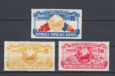 ROMANIA 1957 LP 449 - 10 DE LA ANI PROCLAMAREA R.P.R. SERIE MNH foto
