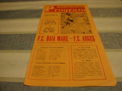 Program - F. C. Baia Mare - F. C. Arges - 4 decembrie 1983 foto