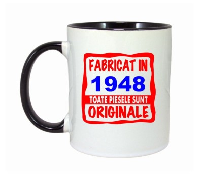Cana maner negru personalizata Fabricat in 1948 toate piesele sunt originale, INOVATIX&amp;reg;. 330ml foto