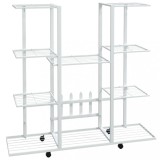 Suport pentru flori cu roti, 94,5x24,5x91,5 cm, alb, fier