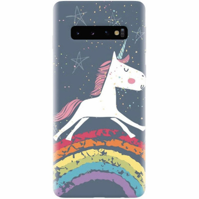 Husa silicon personalizata pentru Samsung Galaxy S10 Plus, Unicorn Rainbow foto