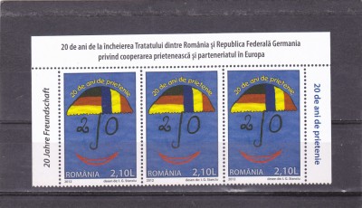 ROMANIA 2012 - TRATATUL ROMANIA-GERMANIA,IN TRIPTIC, MNH - LP 1955 foto