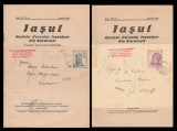 1944 Romania - Set 2 reviste Iasul, circulate postal cu banderole francate cu ambele marci Cercul Iesenilor din a 4-a serie definitiva