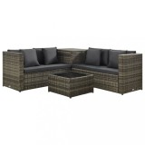 vidaXL Set mobilier de grădină cu perne, 4 piese, poliratan, gri