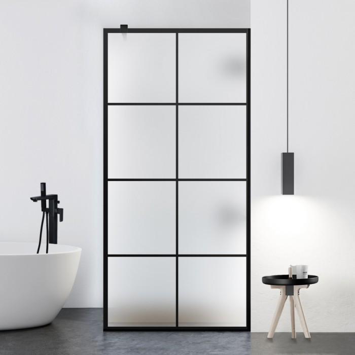 Paravan dus walk-in Aqua Roy Black, model Mode negru, sticla 8 mm mata, securizata, anticalcar, 70x195 cm