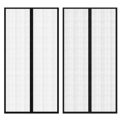 Perdea anti insecte cu benzi scai, 210 x 100 cm, 2 buc, negru foto