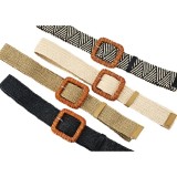 Cumpara ieftin Curea din rafie cu catarama patrata