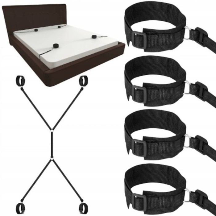 Set catuse accesorii erotice pentru maini si picioare, ajustabile - Negru