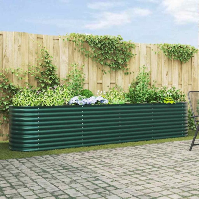 vidaXL Strat &icirc;nălțat de grădină Verde 400 x 80 x 81 cm Oțel 42008122