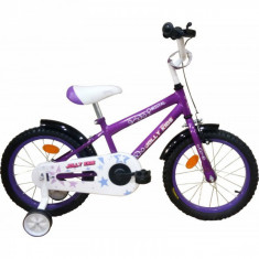 Bicicleta Copii 4-6 Ani, cu Roti Ajutatoare, Jolly Kids IBY16 BIC16 Mov foto