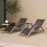 Set mobilier gradina Binetto cu 2 sezlonguri si masa, gri