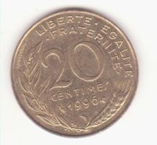 Franța 20 centimes 1996 foto