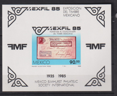 MEXIC 1985 EXPOZITIA FILATELICA MEXIFIL MI. BL28 MNH foto